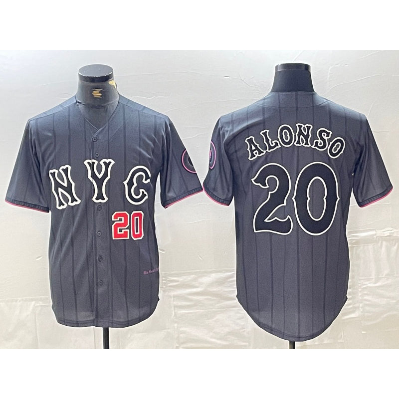 New York Mets #20 Pete Alonso Number Grey Jereymy 2024 City Connect Cool Base Stitched Jerseys