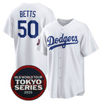 Los Angeles Dodgers #50 Mookie Betts White Jereymy 2025 World Tour Tokyo Series Home Stitched Jersey