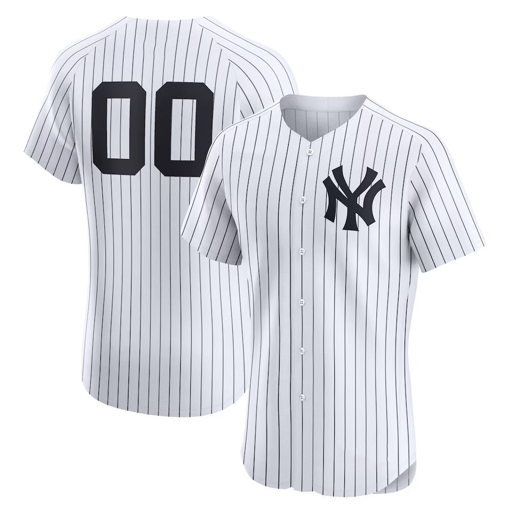 Custom New York Yankees White Jereymy Home Elite Jersey