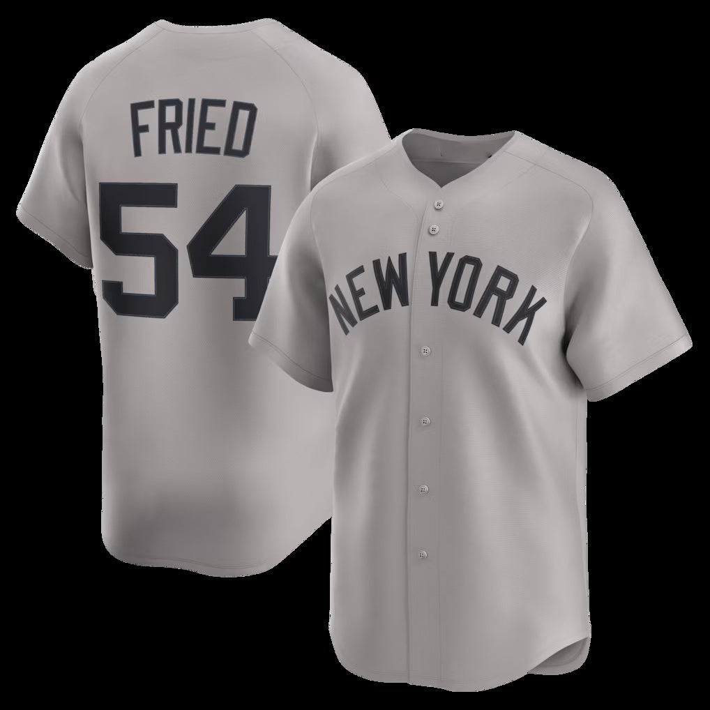 New York Yankees #54 Max Fried Gray Jereymy Road Limited Player Jersey