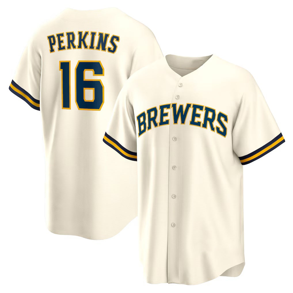 Milwaukee Brewers #16 Blake Perkins Cream Jereymy Home Replica Jersey