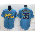 Milwaukee Brewers #39 Corbin Burnes Blue Jereymy 2022 City Connect Cool Base Stitched Jersey