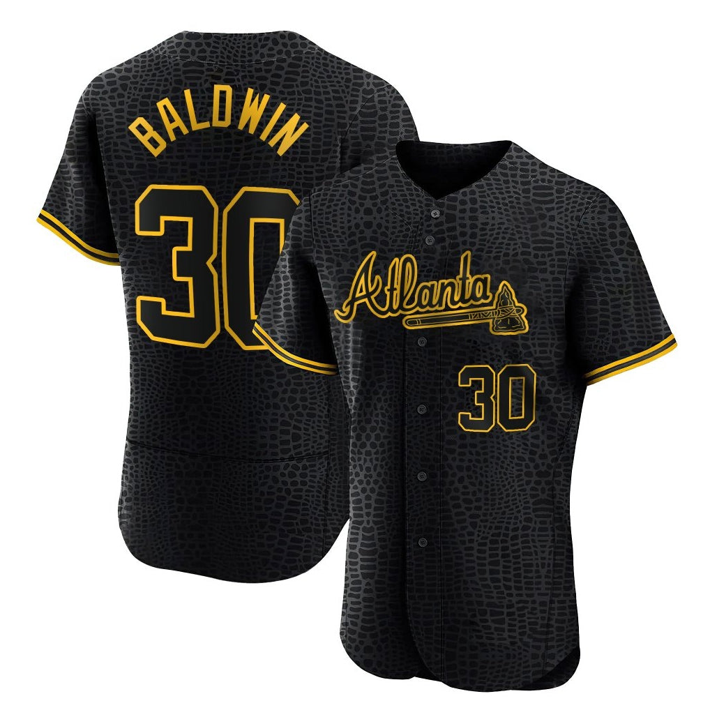 Atlanta Braves #30 Drake Baldwin Player Black Jereymy Snake Skin City Limited Elite Home Game Stitched Jerseys