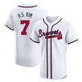 Atlanta Braves #7 Ha-Seong Kim Player White Jereymy Limited Elite Home Game Stitched Jerseys
