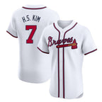 Atlanta Braves #7 Ha-Seong Kim Player White Jereymy Limited Elite Home Game Stitched Jerseys