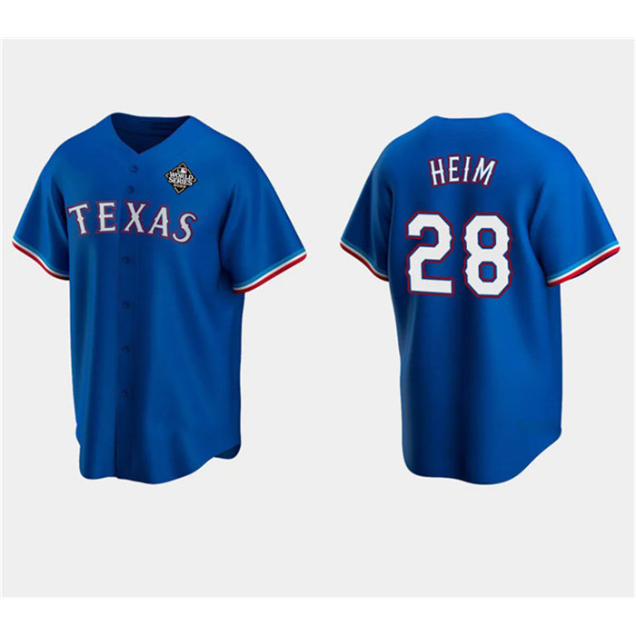 Texas Rangers #28 Jonah Heim Royal Jereymy 2023 World Series Stitched Jersey