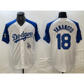 Los Angeles Dodgers #18 Yoshinobu Yamamoto White Blue Jereymy Fashion Stitched Cool Base Limited Jersey 2