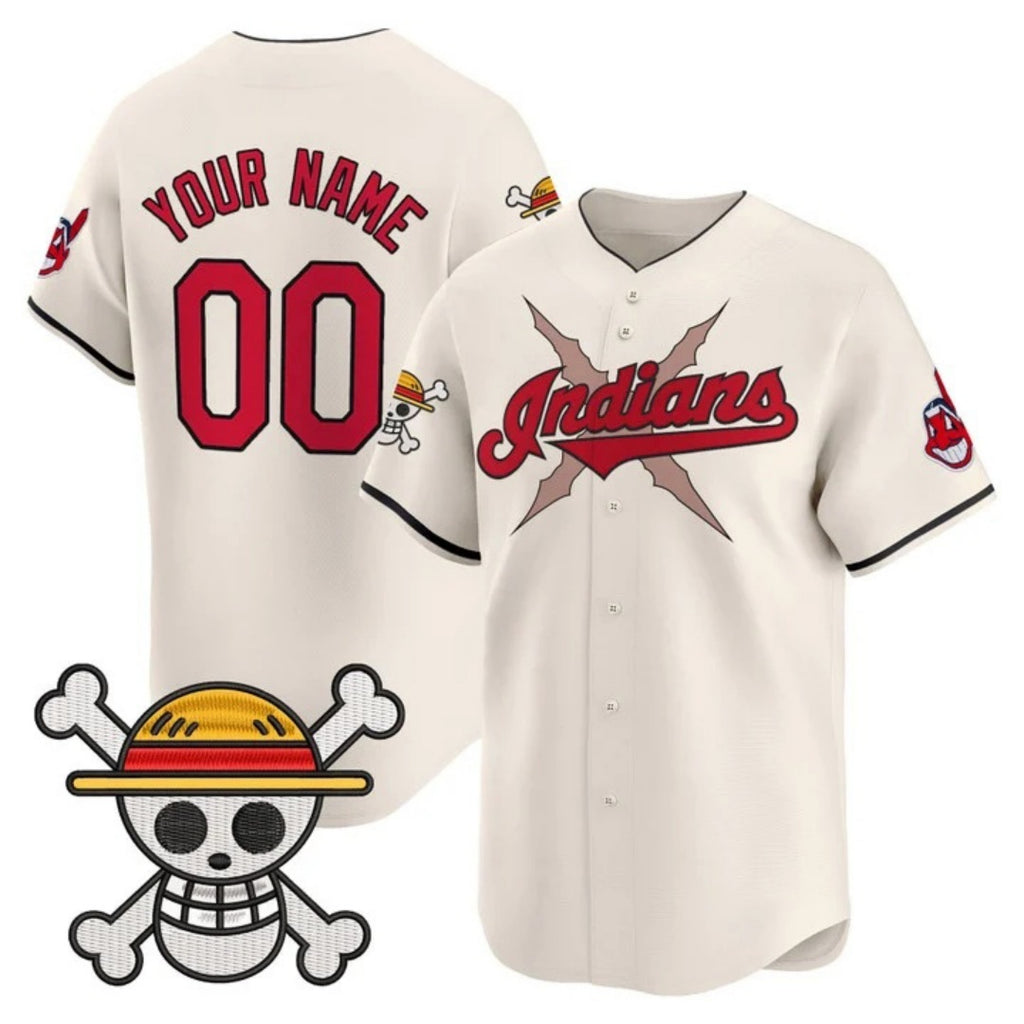 Custom Cleveland Indians x One Piece Cream Jereymy Vapor Premier Limited Jersey - Stitched