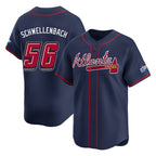 Atlanta Braves #56 Spencer Schwellenbach Player Navy Jereymy 2025 Speedway Classic Home Game Stitched Jerseys