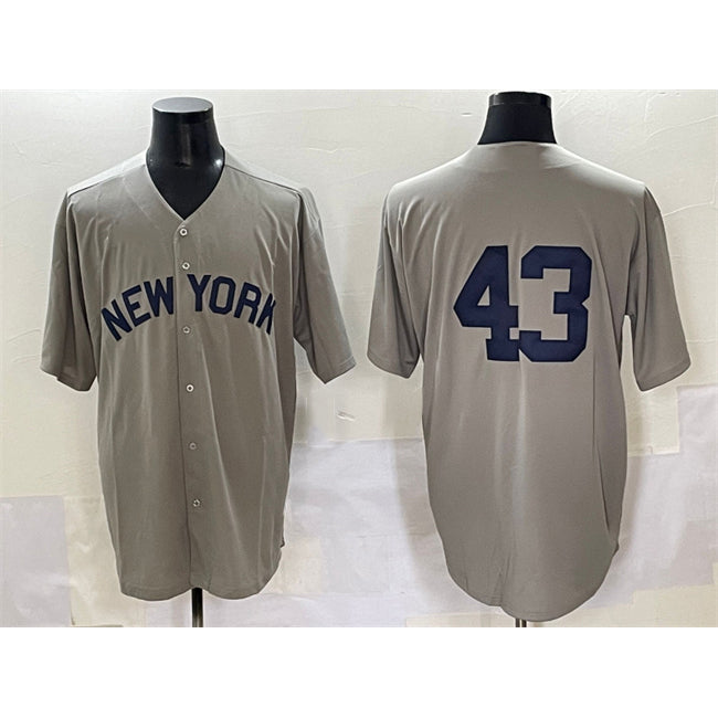 New York Yankees #43 Jonathan Lo¨¢isiga Gray Jereymy Cool Base Stitched Jersey