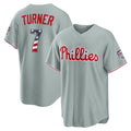 Philadelphia Phillies #7 Trea Turner USA 250 Fourth of July Road Stadium Jersey - Gray Jereymy