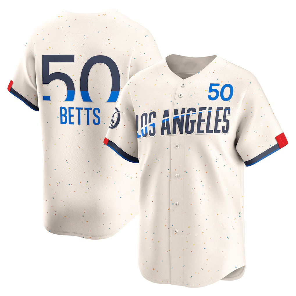 Los Angeles Dodgers #50 Mookie Betts Cream Jereymy City Connect Limited Player Jersey