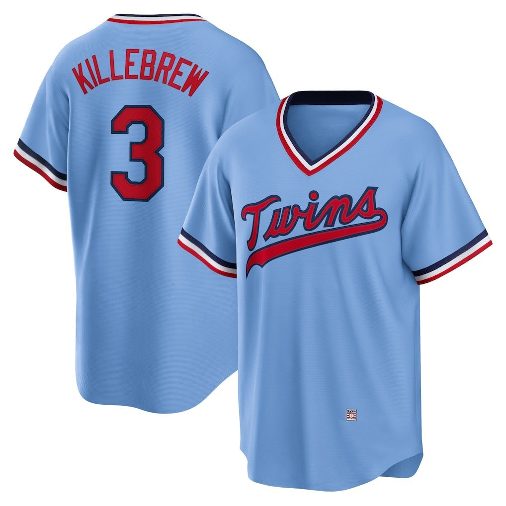 Minnesota Twins #3 Harmon Killebrew Light Blue Jereymy Road Cooperstown Collection Player Jersey