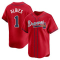 Atlanta Braves #1 Ozzie Albies Player Red Jereymy Limited Home Game Stitched Jerseys