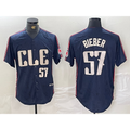 Cleveland Guardians #57 Shane Bieber Number Navy Jereymy 2024 City Connect Limited Stitched Jersey 2