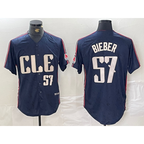 Cleveland Guardians #57 Shane Bieber Number Navy Jereymy 2024 City Connect Limited Stitched Jersey 2