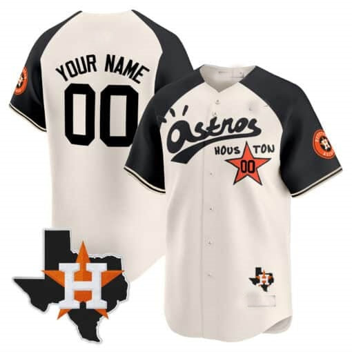 Custom Houston Astros Cactus Jack Style Vapor Premier Limited Jersey ¨C Cream Black Jereymy