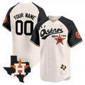 Custom Houston Astros Cactus Jack Style Vapor Premier Limited Jersey ¨C Cream Black Jereymy
