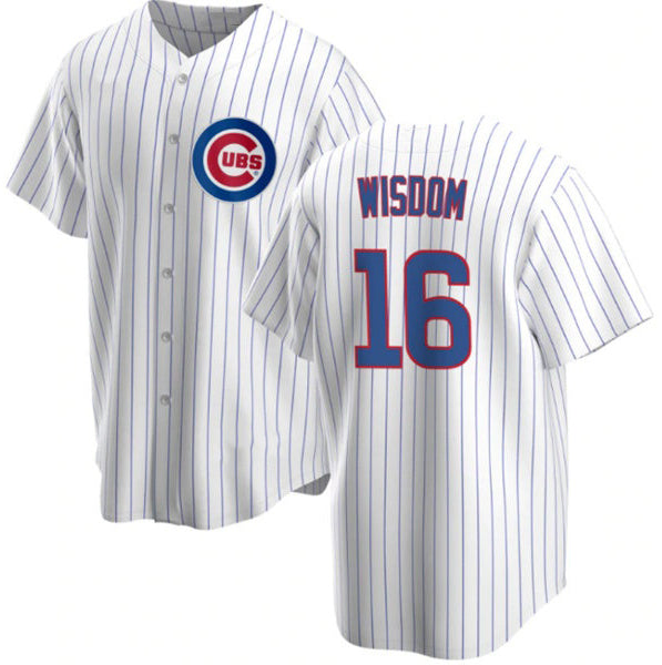 Chicago Cubs #16 Patrick Wisdom White Jereymy Cool Base Stitched Jersey