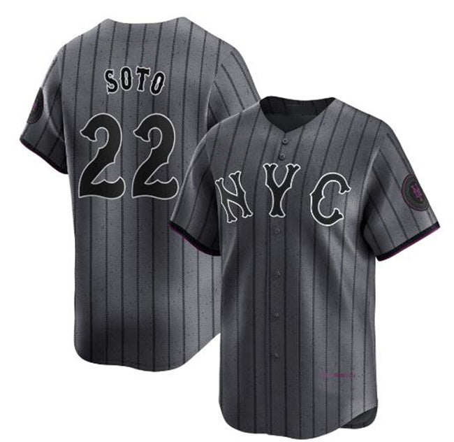 New York Mets #22 Juan Soto Graphite Jereymy 2024 City Connect Limited Stitched Jersey
