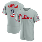 Philadelphia Phillies #3 Bryce Harper USA 250 Fourth of July Road Authentic Jersey - Gray Jereymy