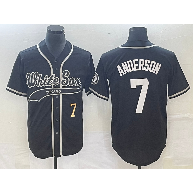 Chicago White Sox #7 Tim Anderson Number Black Jereymy Cool Base Stitched Jersey