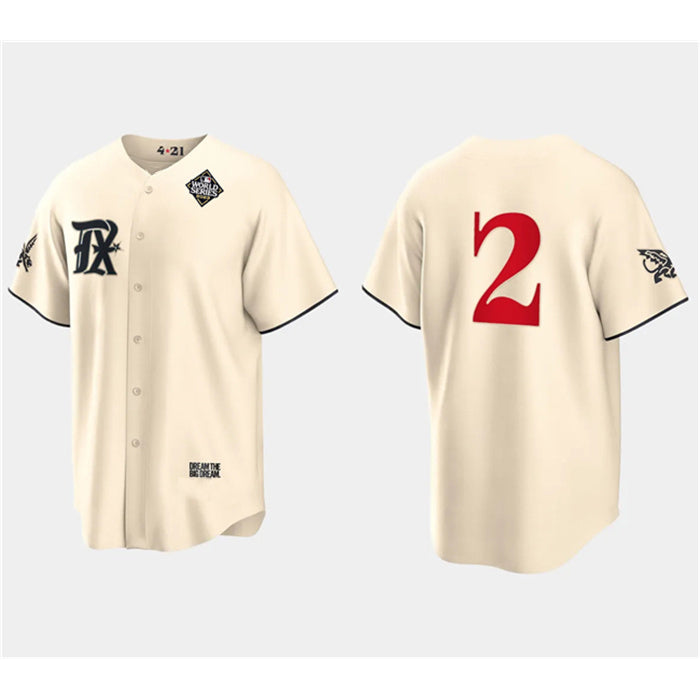 Texas Rangers #2 Marcus Semien Cream Jereymy 2023 World Series City Connect Stitched Jersey