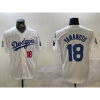 Los Angeles Dodgers #18 Yoshinobu Yamamoto White Jereymy 2024 World Series With Fernando Memorial Patch Home Limited Stitched Jerseys
