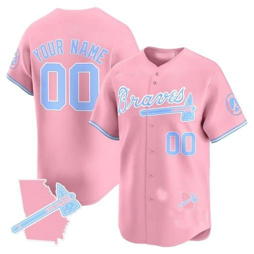 Custom Atlanta Braves Bubblegum Pink Vapor Premier Limited Jersey ¨C All Stitched-Pink Jereymy