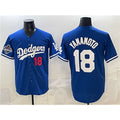Los Angeles Dodgers #18 Yoshinobu Yamamoto Royal Jereymy 2025 World Series Champions Patch Limited Stitched Jersey