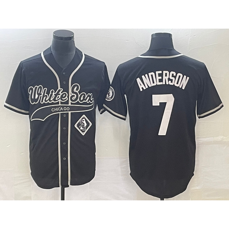 Chicago White Sox #7 Tim Anderson Black Jereymy Cool Base Stitched Jersey 2