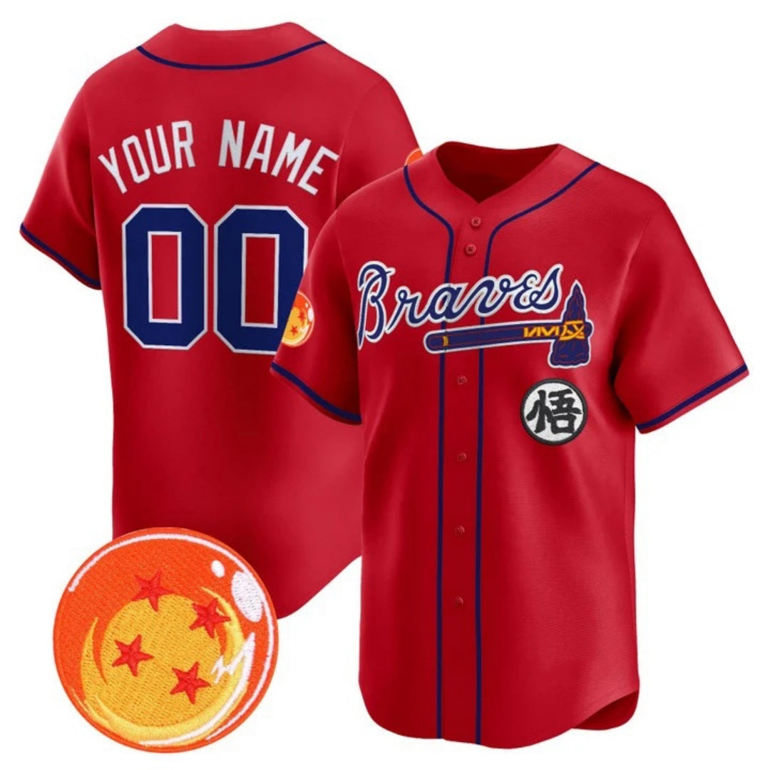 Custom Atlanta Braves x Dragon Ball Red Jereymy Vapor Premier Limited Jersey - All Stitched