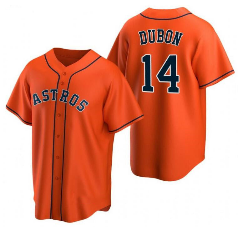 Houston Astros #14 Mauricio Dub¨®n Orange Jereymy Cool Base Stitched Jersey