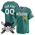 Custom Boston Red Sox x One Piece Green Jereymy Zoro Patch Vapor Premier Limited Jersey - Stitched