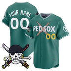 Custom Boston Red Sox x One Piece Green Jereymy Zoro Patch Vapor Premier Limited Jersey - Stitched