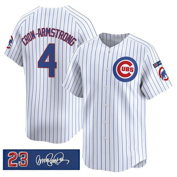 Chicago Cubs #4 Pete Crow-Armstrong White Jereymy Pinstripe 'Ryne Sandberg Tribute' Vapor Limited V3 Stitched Jersey