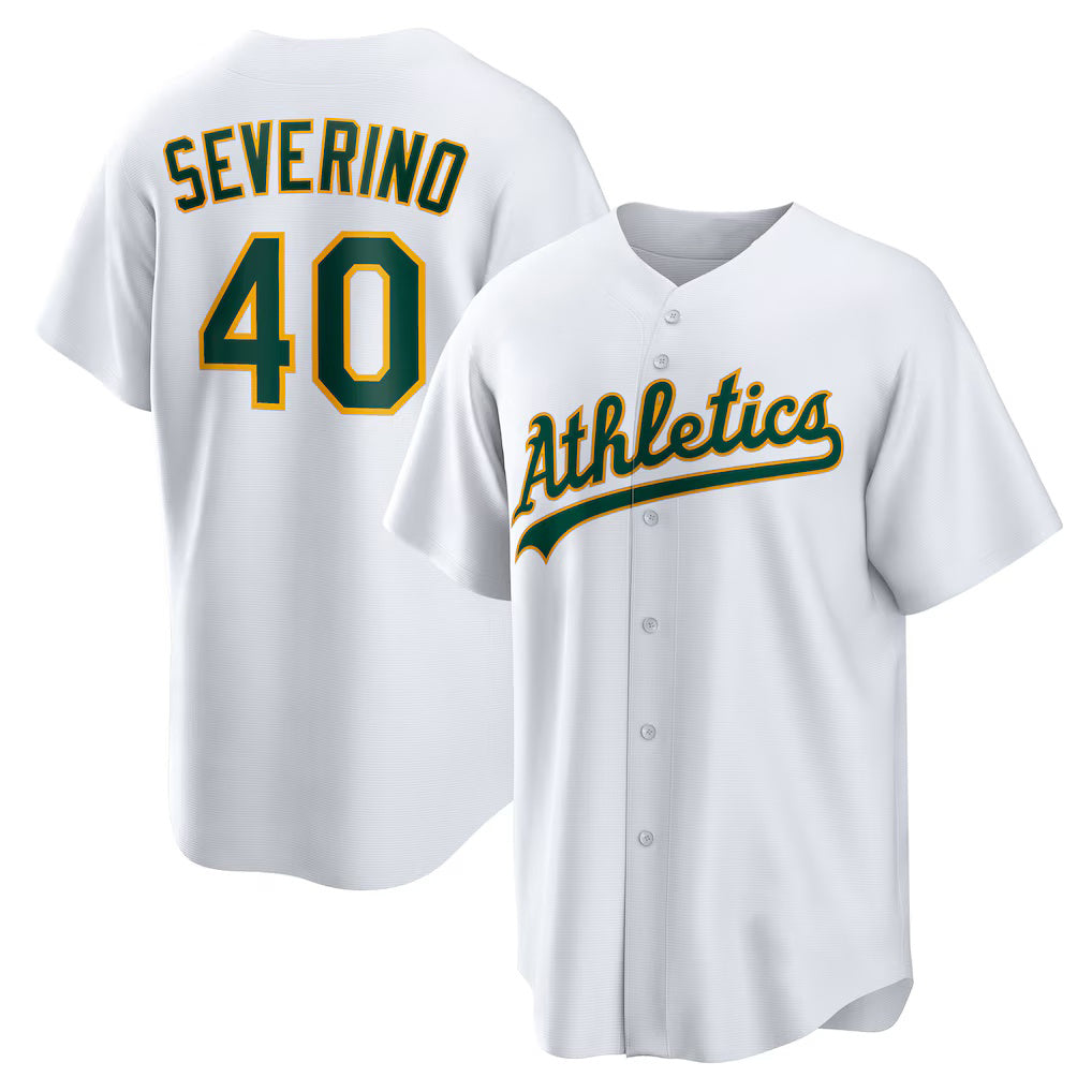 Oakland Athletics #40 Luis Severino White Jereymy Home Replica Jersey