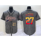 Houston Astros #27 Jose Altuve Number Grey Jereymy Gridiron Cool Base Stitched Jersey