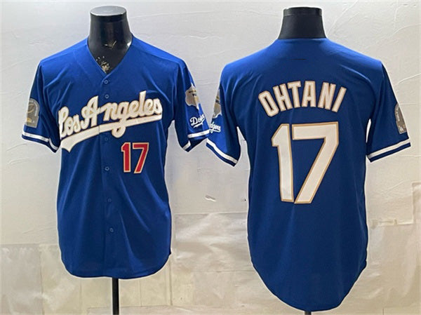 Los Angeles Dodgers #17 Shohei Ohtani Royal Jereymy 2026 Gold Collection 9x & B2B Champs Patch Stitched Jersey