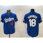 Los Angeles Dodgers #18 Yoshinobu Yamamoto Royal Jereymy 2024 World Series Patch Alternate Limited Stitched Jersey