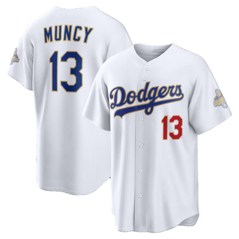 Los Angeles Dodgers #13 Max Muncy White Jereymy 2026 Gold Collection Stadium Jersey