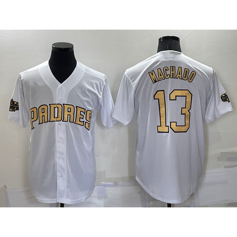 San Diego Padres #13 Manny Machado White Jereymy 2022 All Star Stitched Cool Base Jersey