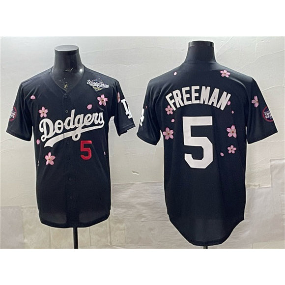 Los Angeles Dodgers #5 Freddie Freeman Black Jereymy 2025 World Series Patch Tokyo Series Limited Stitched Jersey