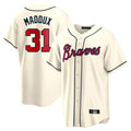 Atlanta Braves #31 Greg Maddux Player Cream Jereymy Home Game Stitched Jerseys