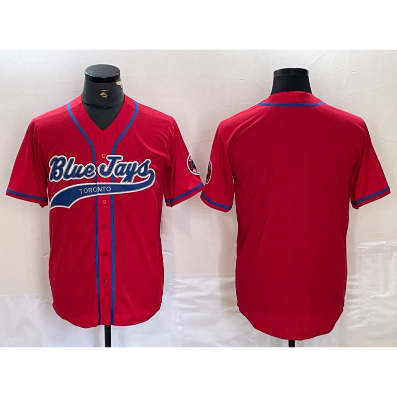 Toronto Blue Jays Blank Red Jereymy Cool Base Stitched Jersey