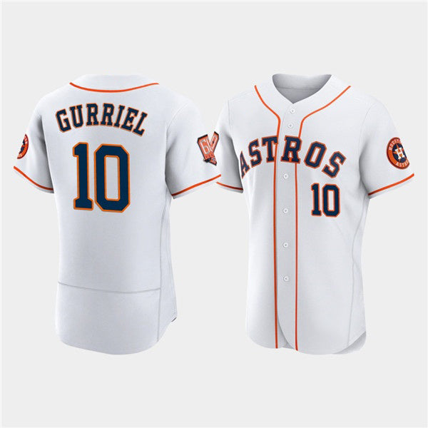 Houston Astros #10 Yuli Gurriel White Jereymy 60th Anniversary Flex Base Stitched Jersey
