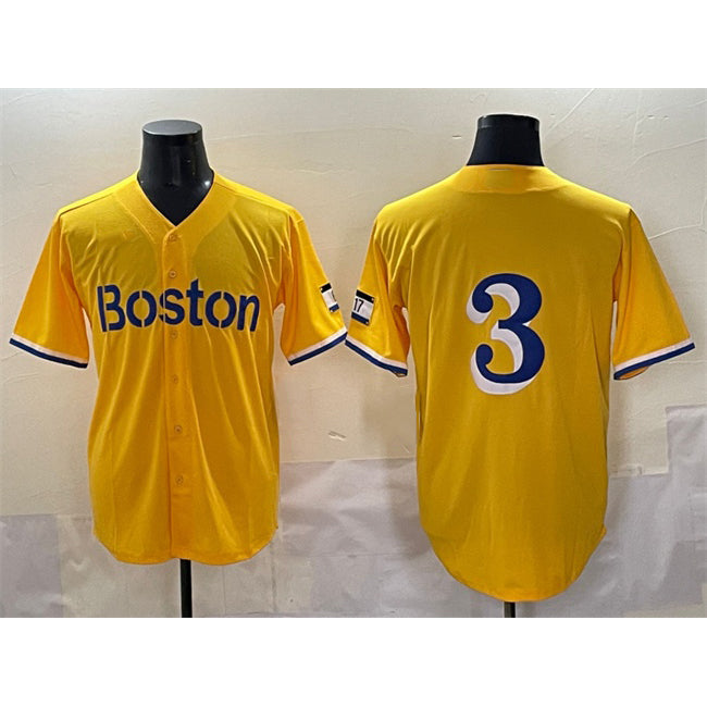 Boston Red Sox #3 Ceddanne Rafaela Gold Jereymy City Connect Stitched Jersey