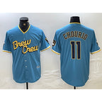 Milwaukee Brewers #11 Jackson Chourio Blue Jereymy 2022 City Connect Cool Base Stitched Jersey