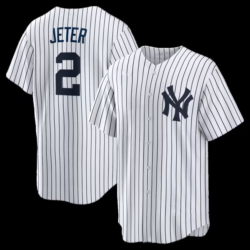 New York Yankees #2 Derek Jeter White Jereymy Home Retired Player Replica Jersey