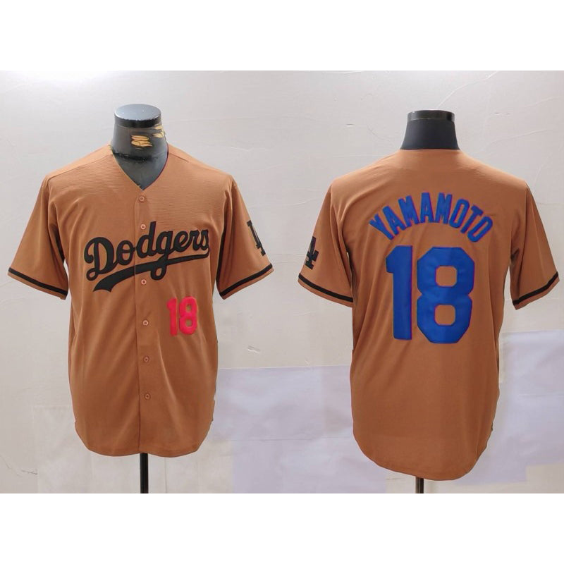 Los Angeles Dodgers #18 Yoshinobu Yamamoto Number Olive Jereymy Cool Base Limited Stitched Jersey 2